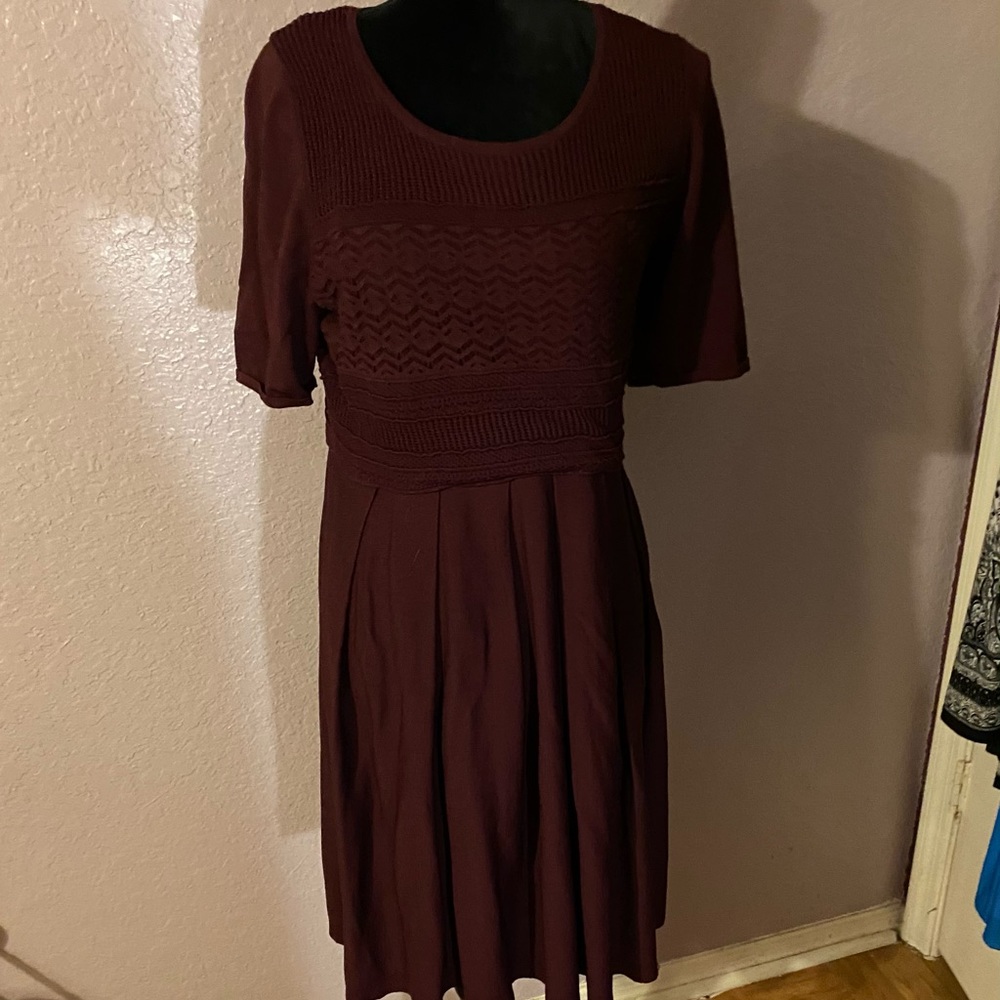 Lane Bryant Sz 14/16 Knit Dress Burgundy